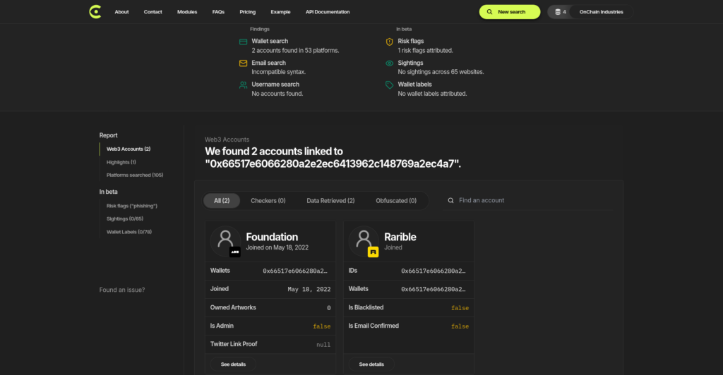 web3 osint tool report onchain industries